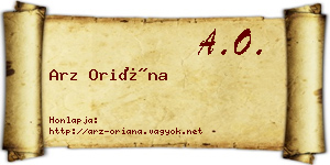 Arz Oriána névjegykártya